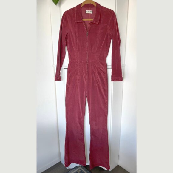 Free People Jayde Corduroy Flare Jumpsuit - Wine/Burgundy - Size M - Picture 6 of 8